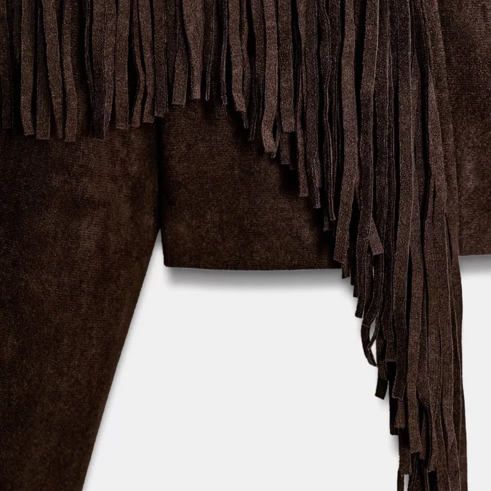 ZARA FAUX SUEDE FRINGED JACKET - Picture 3 of 16